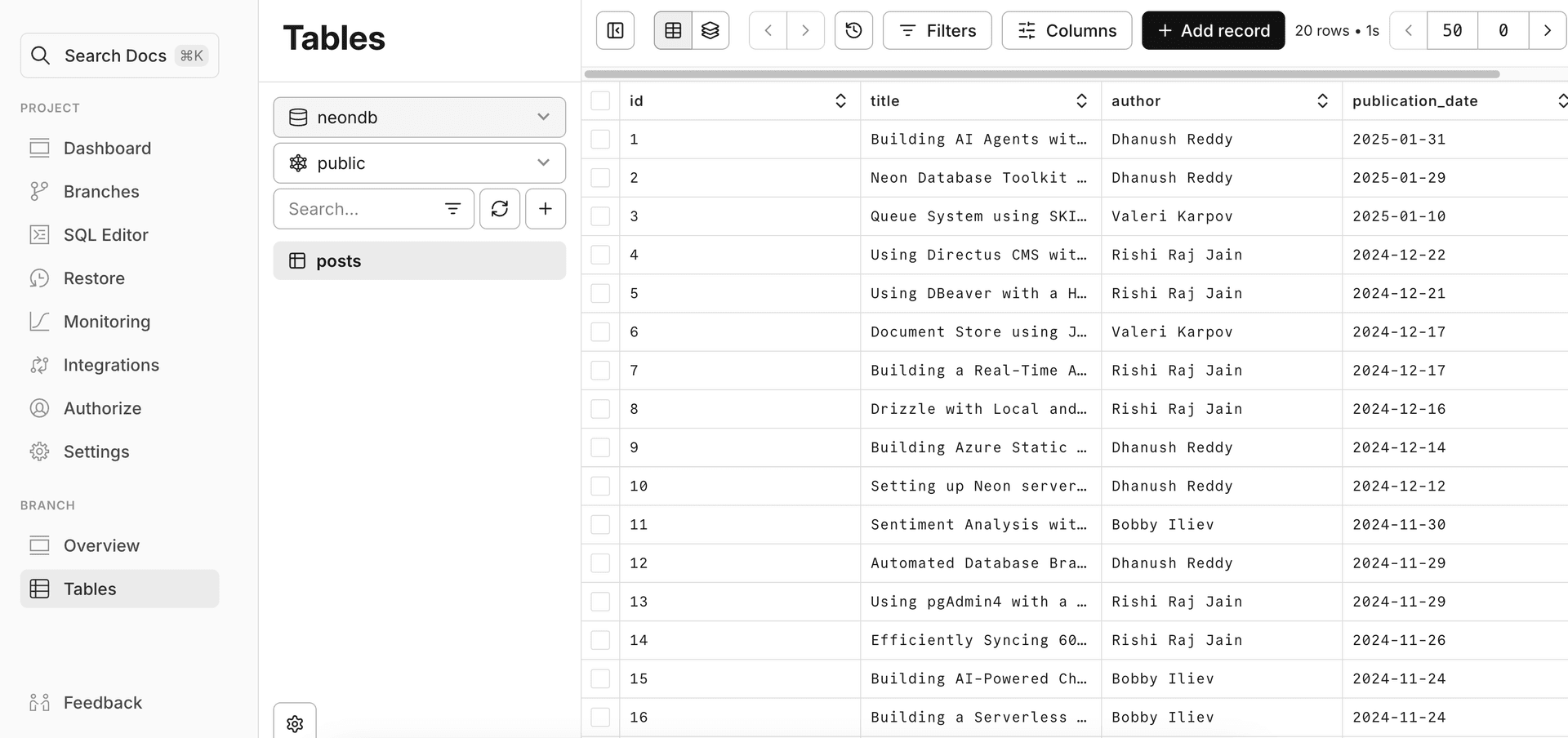 Neon SQL Editor
