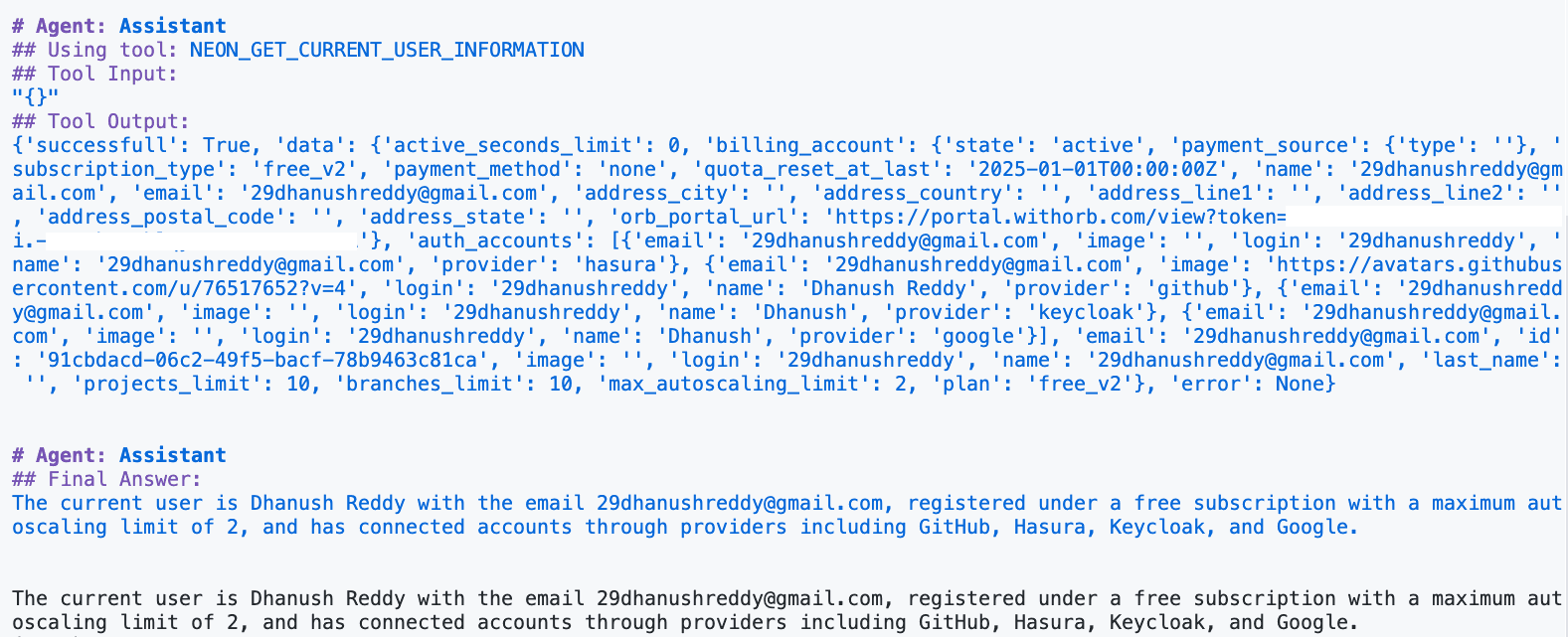 Example output