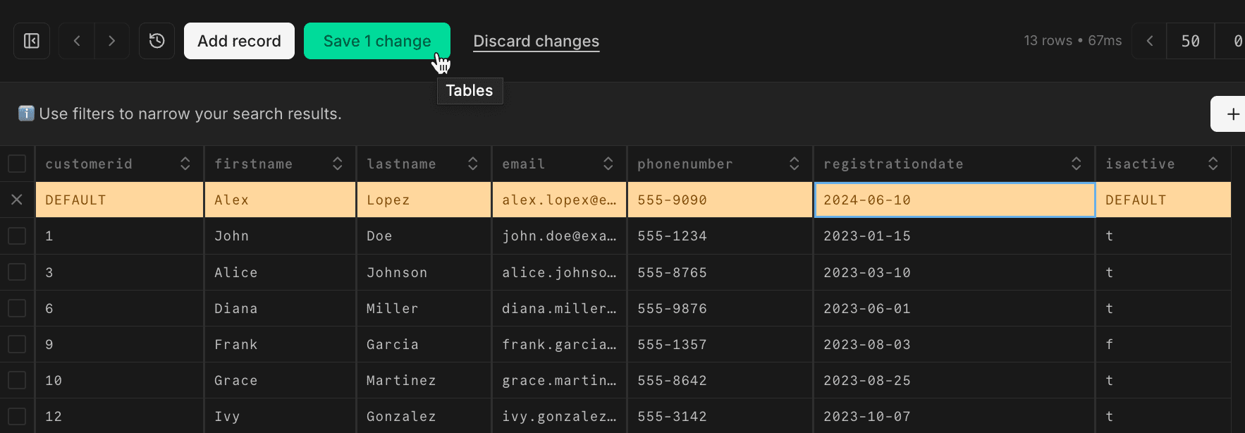 add record to table